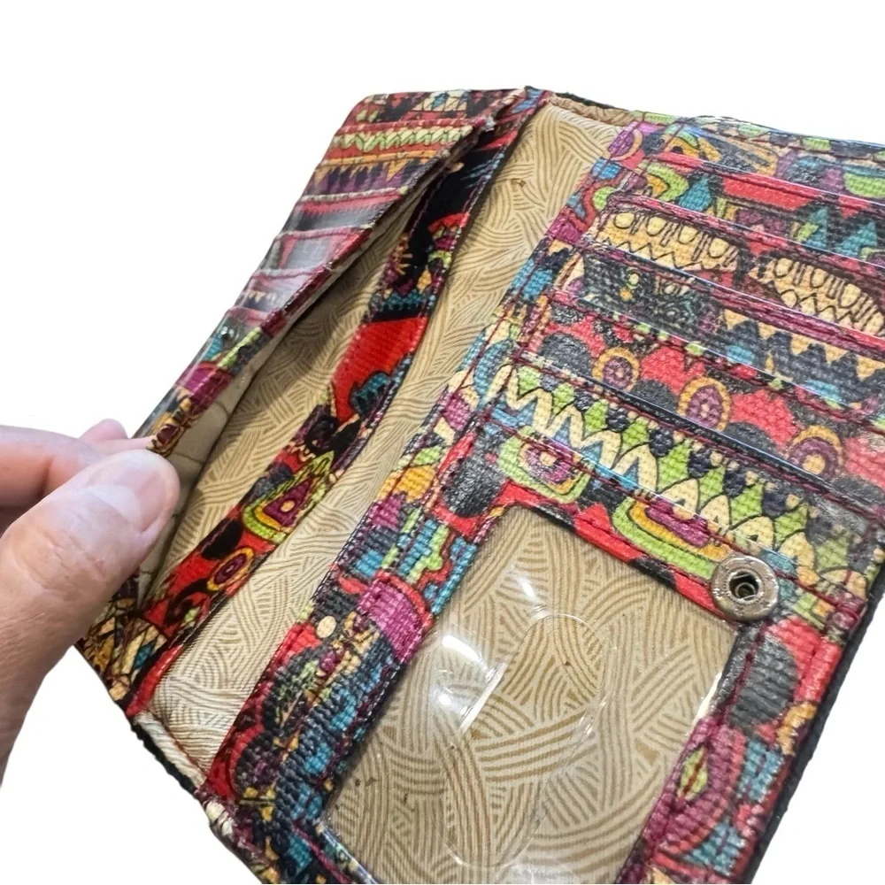 PREOWNED-SAKROOTS SLIM ELEPHANT Wallet-11 CC Slots-4 Full Dollar~Zip Coin-Snap